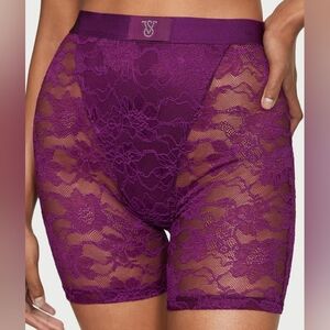 S 💜Victoria's Secret Shine Patch Lace Boxer Brief Panty Purple